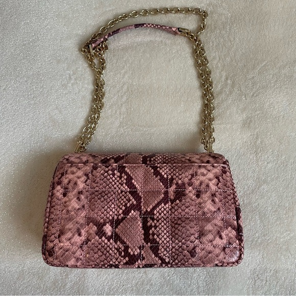 MICHAEL Michael Kors Soho Leather Snakeskin Chain Shoulder Bag in Shell Pink ✨ - Picture 2 of 12